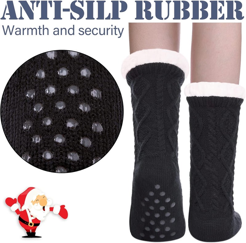 LINEMIN Womens Slipper Socks Winter Warm Fleece Lined Socks Cozy Soft Thick Fuzzy Non Slip Indoor Christmas Socks - Image 3
